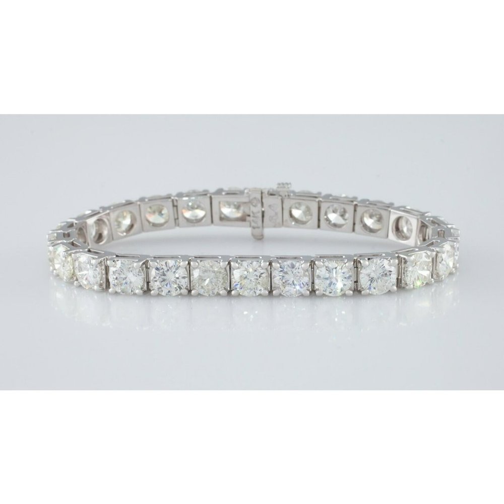 14k White Gold Round Diamond Tennis Bracelet 1 Ct Each! TDW 25.05 ct Gorgeous!